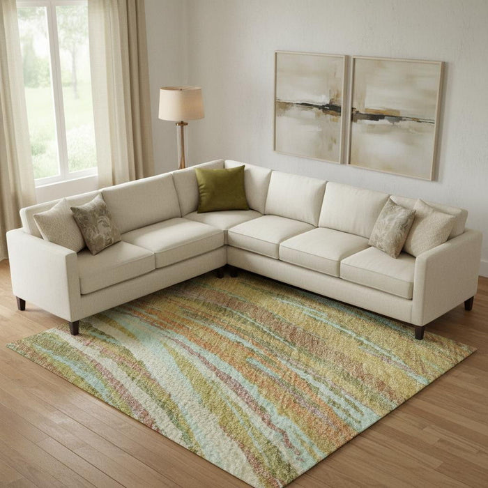 10' X 14' Abstract Washable Area Rug With UV Protection (717626) - Gold / Copper