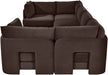 Meridian Furniture Hammond velvet performance fabric 6-piece U-shaped sectional sofa with plush upholstery and modern design.