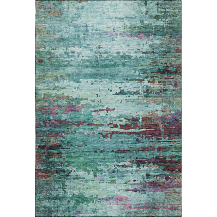 10' X 14' Abstract Washable Area Rug With UV Protection (715471) - Teal / Plum