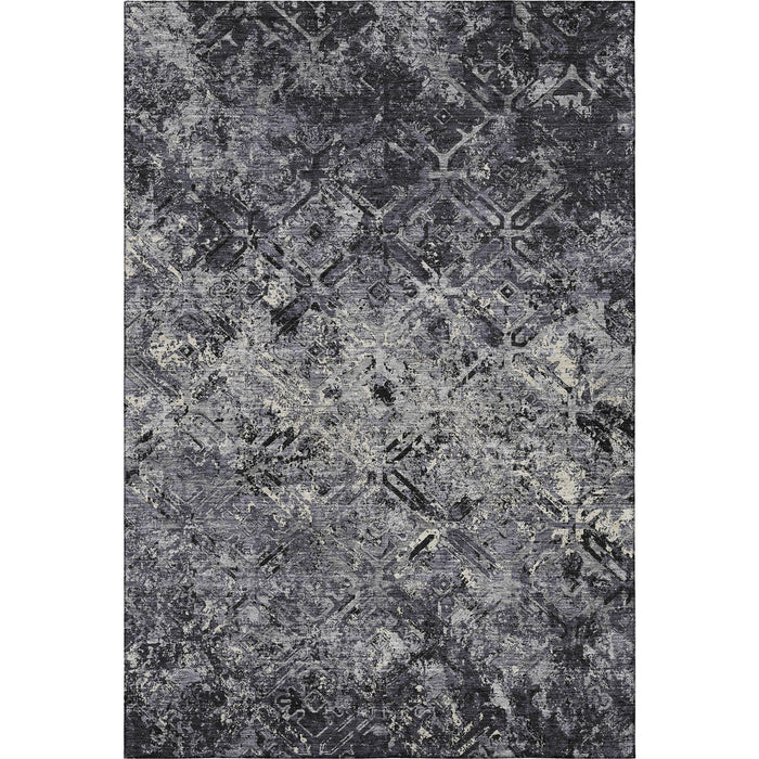 10' X 14' Diamond Washable Area Rug With UV Protection - Black