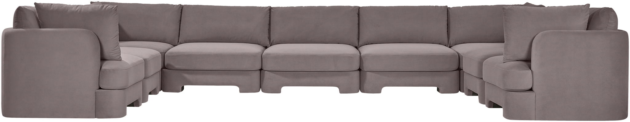 Meridian Furniture Hammond velvet performance fabric 9-piece sectional sofa with plush upholstery and modern design.