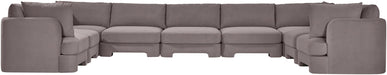 Meridian Furniture Hammond velvet performance fabric 9-piece sectional sofa with plush upholstery and modern design.