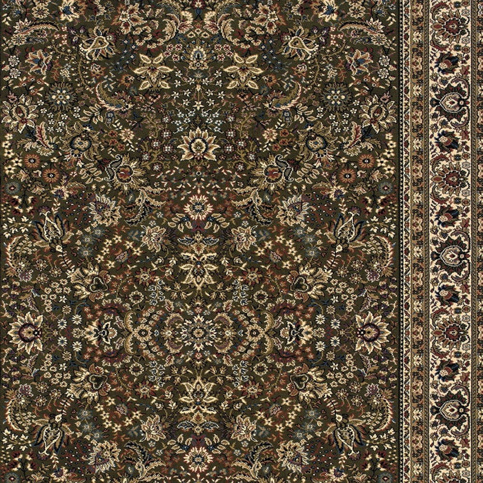 10' X 13' Oriental Area Rug - Green And Ivory