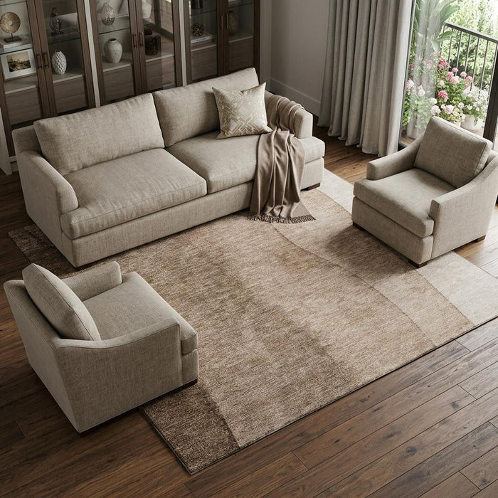 10' X 14' Ombre Washable Area Rug With UV Protection (656346) - Brown / Ivory