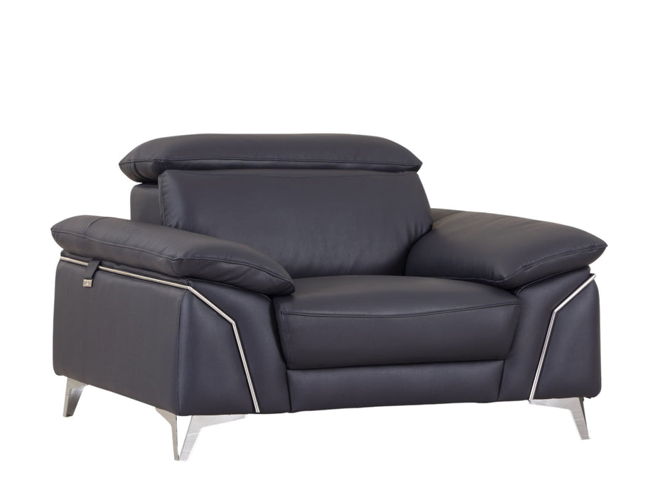 Genuine Italian Leather Chair - Navy Blue