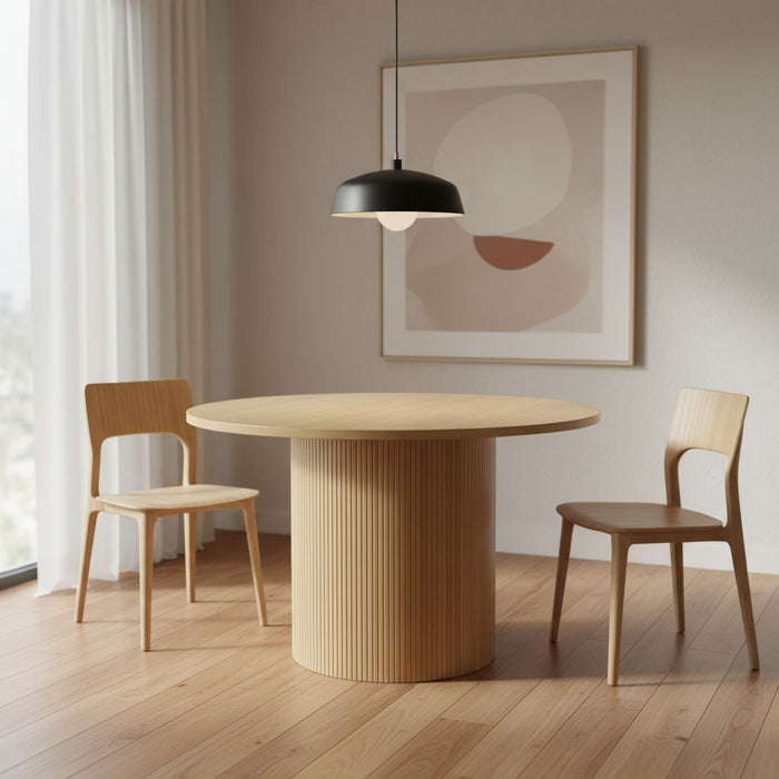 47" Wood Pedestal Base Round Top Dining Table - Natural