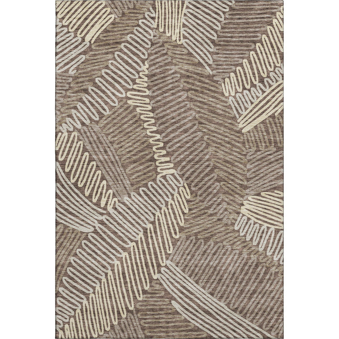 10' X 14' Floral Washable Area Rug With UV Protection (671888) - Chocolate / Taupe
