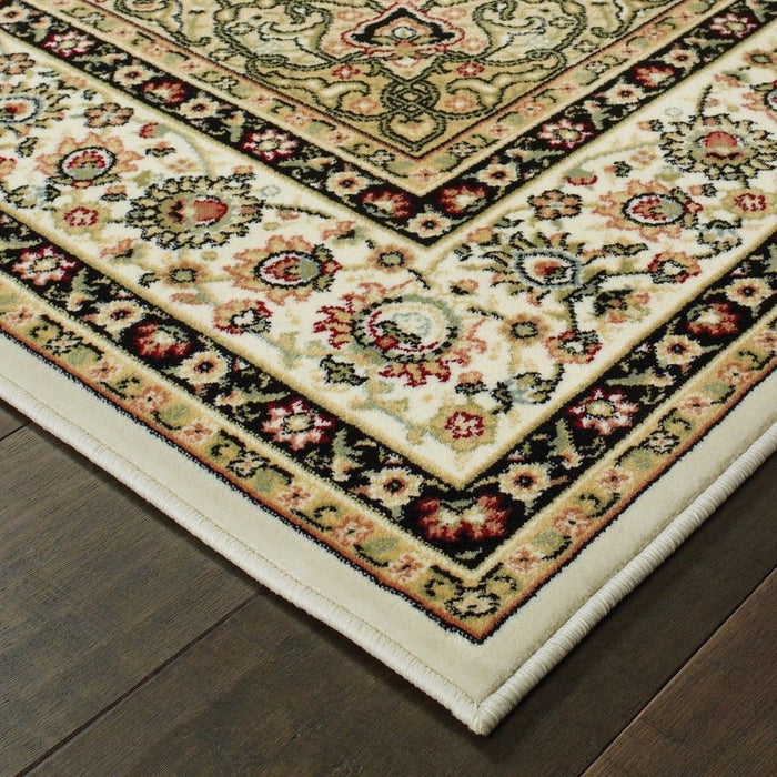 9' x 12' Machine Woven Oriental Indoor Area Rug - Ivory Beige