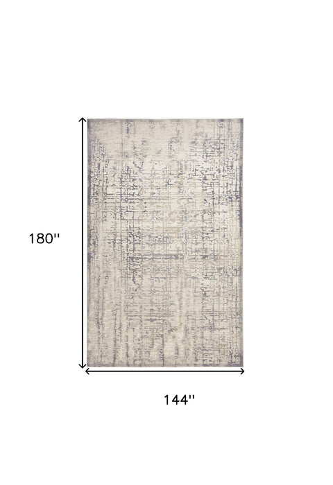 12' x 15' Abstract Stain Resistant Area Rug - Ivory And Gray