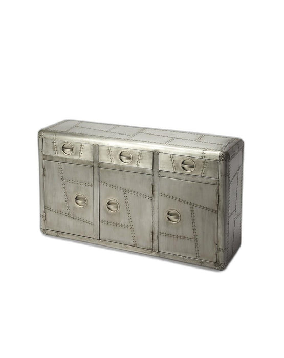 Steel Console Accent Cabinet With Three Drawers - Silver