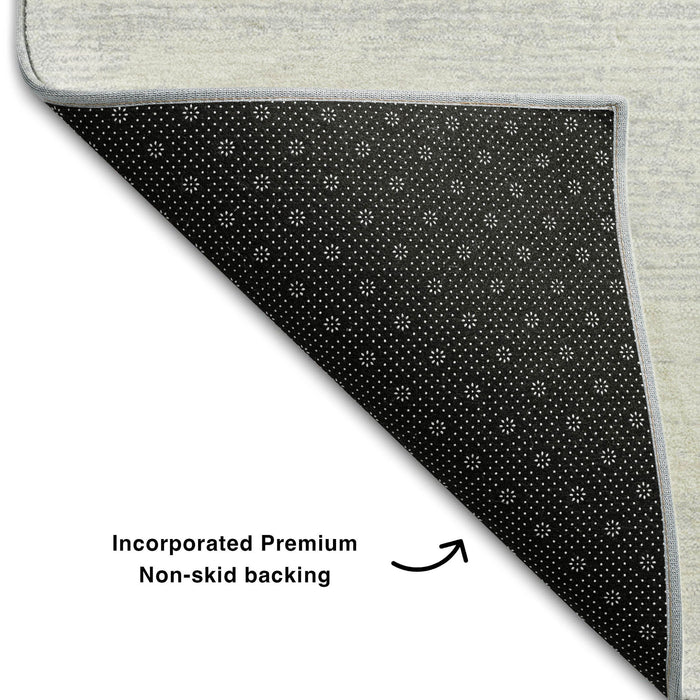 10' X 14' Striped Washable Area Rug With UV Protection (668187) - Silver / Gray