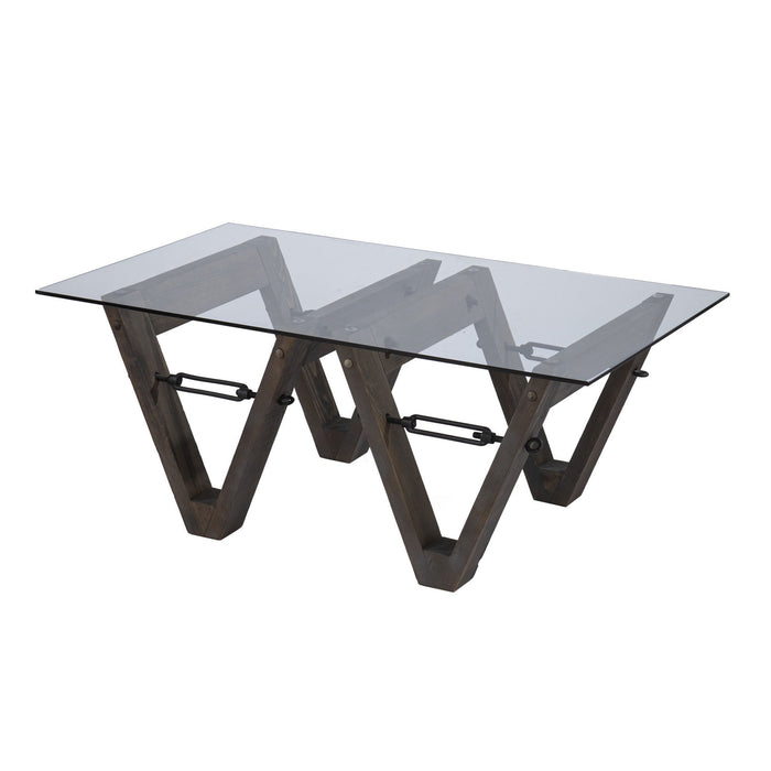 Glass Reclaimed Coffee Table - Brown