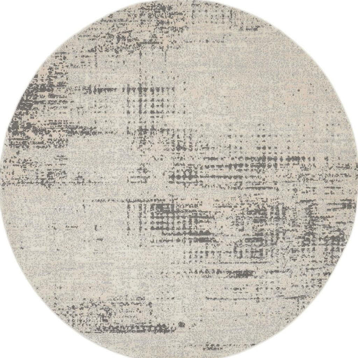 6' Abstract Power Loom Round Rug (572833) - Ivory