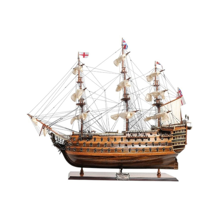 Hand Painted Model Boat Tabletop Sculpture (401842) - Brown