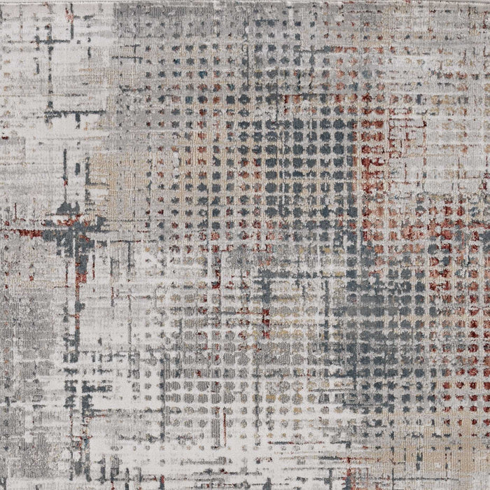 10' x 13' Abstract Area Rug - Ivory Gray And Gold