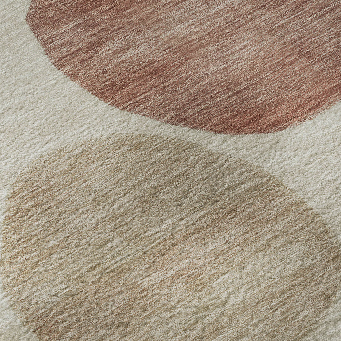 10' X 14' Geometric Washable Area Rug With UV Protection (716839) - Salmon / Ivory