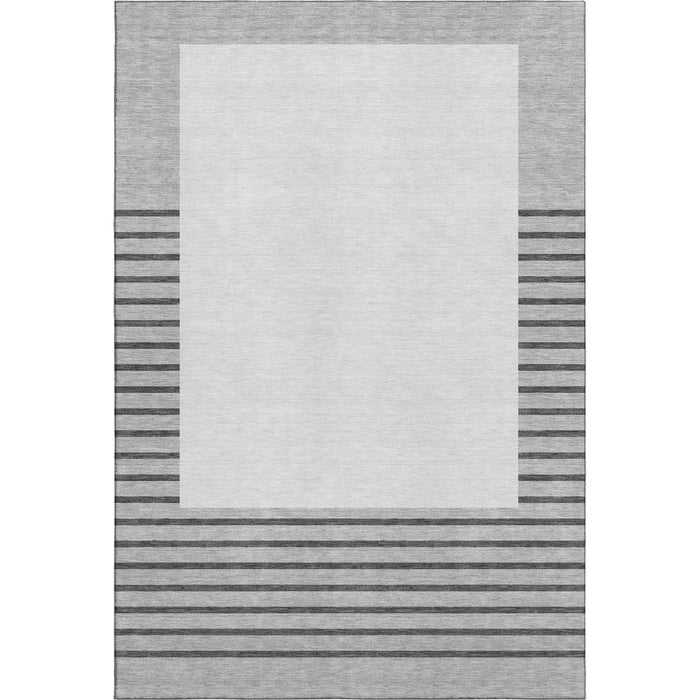 10' X 14' Striped Washable Area Rug With UV Protection (678353) - Gray / Silver / Charcoal