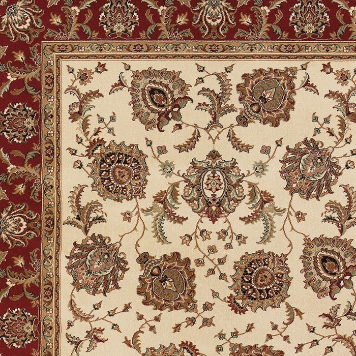 8' X 11' Oriental Area Rug - Ivory And Red
