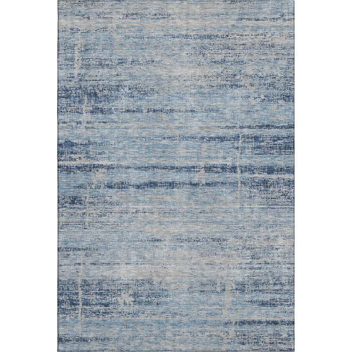 8' X 10' Abstract Washable Area Rug With UV Protection - Sky Blue And Gray