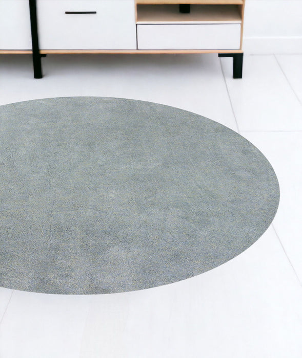 8' Round Polyester Heather Area Rug - Blue