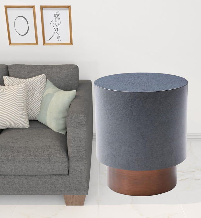 Galvanized Metal Round End Table - Antiqued Copper And Gray