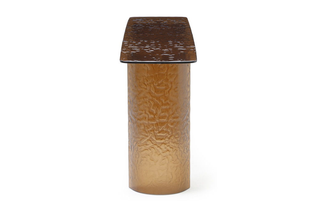 Glass Double Pedestal Console Table - Bronze