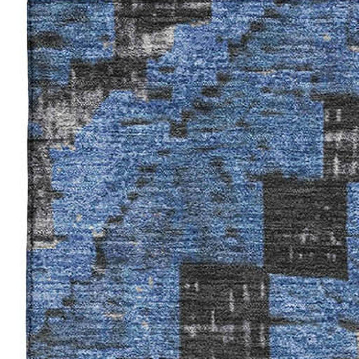 10' X 14' Diamond Washable Area Rug With UV Protection (707059) - Blue / Charcoal / Gray