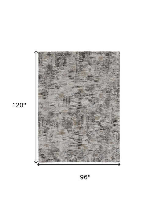 8' x 10' Power Loom Distressed Area Rug - Gray And Ivory
