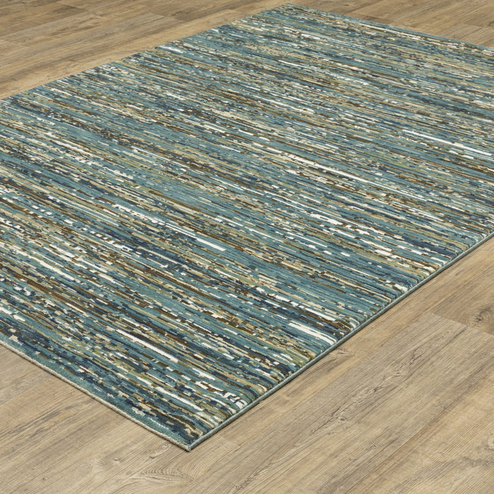 8' X 11' Striped Area Rug - Blue