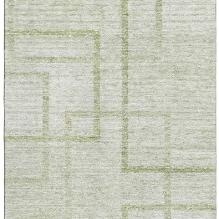 10' X 14' Geometric Washable Area Rug With UV Protection - Artichoke Green And Gray