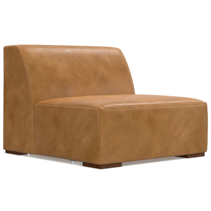116" Sienna Leather Modular Sofa With Brown Legs - Brown