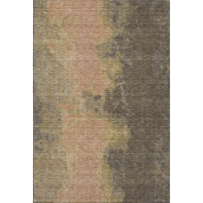 10' X 14' Abstract Washable Area Rug With UV Protection (699842) - Chocolate / Copper