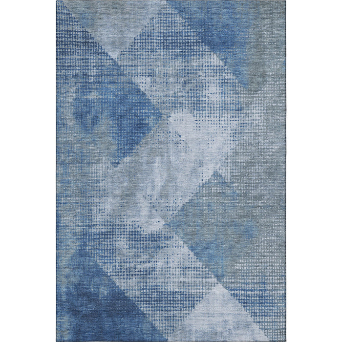 10' X 14' Diamond Washable Area Rug With UV Protection (683321) - Blue / Gray / Silver