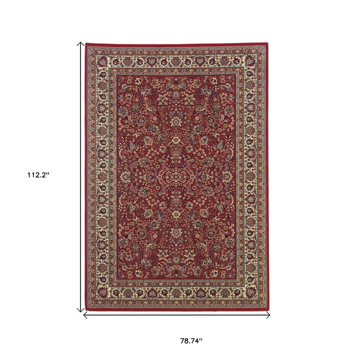 7' X 10' Oriental Area Rug - Red / Ivory