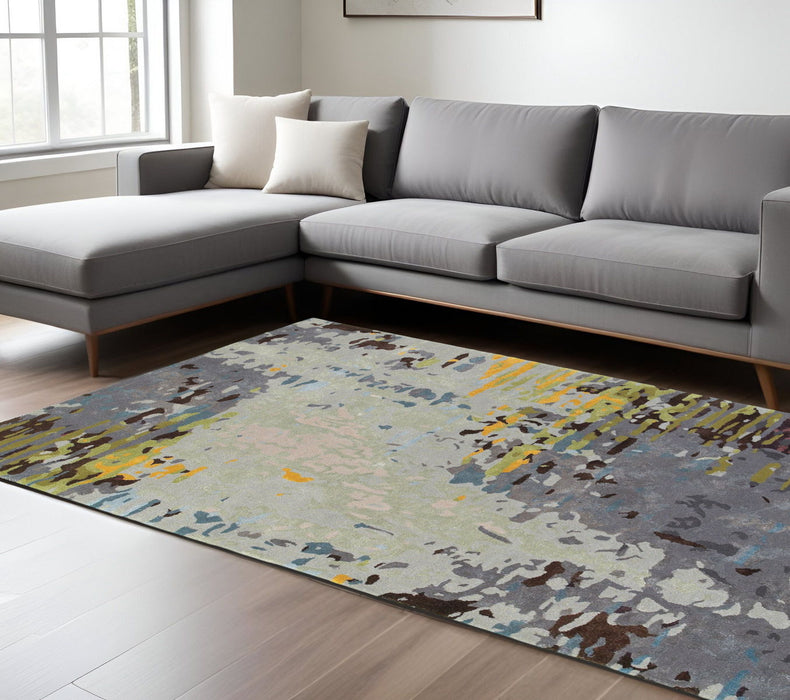10' X 13' Abstract Hand Tufted Area Rug - Gray