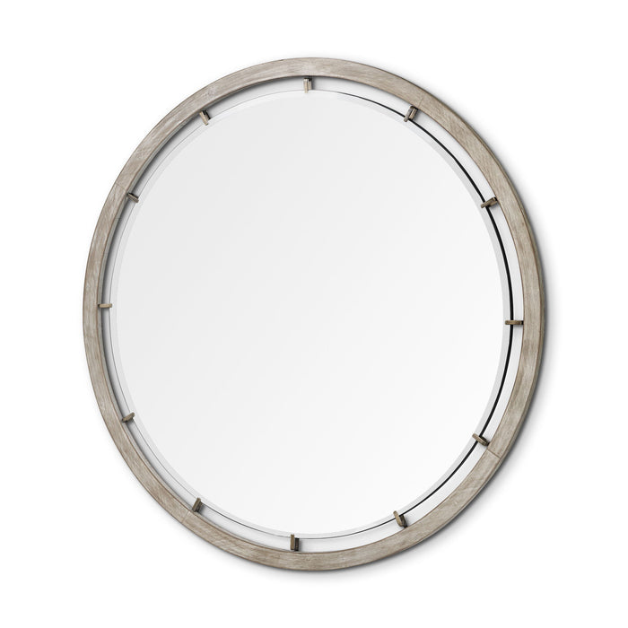 54" Round Framed Accent Mirror - Brown