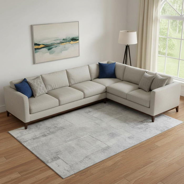 10' X 14' Geometric Washable Area Rug With UV Protection (698004) - Gray / Silver / Ivory