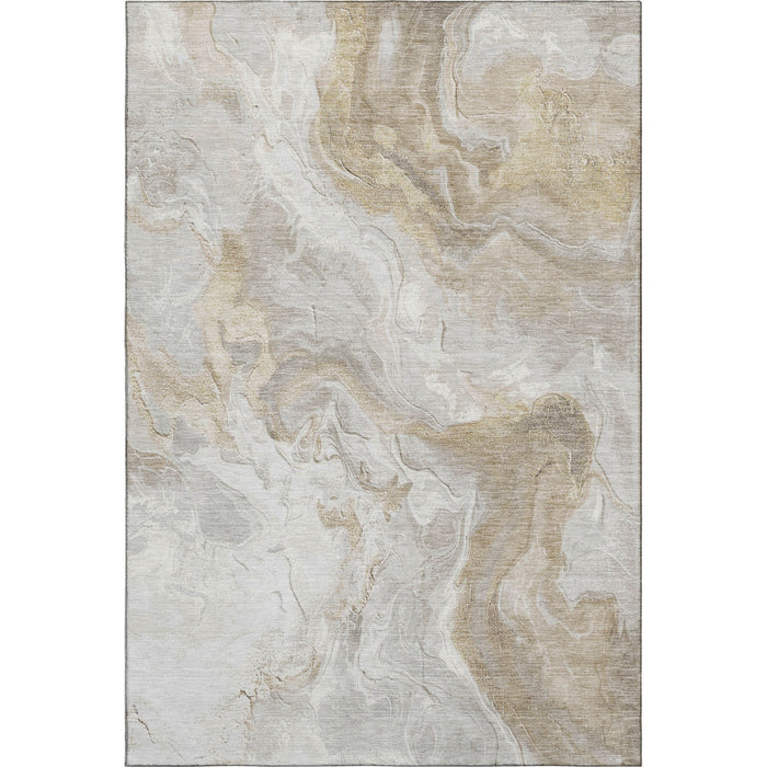 10' X 14' Abstract Washable Area Rug With UV Protection (697080) - Ivory / Tan / Beige