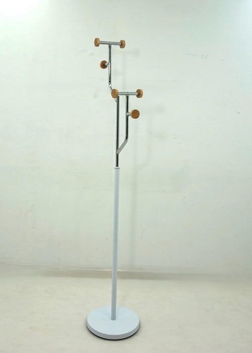 Leblanc Freestanding Metal Coat Rack with Tiered Hooks in White
