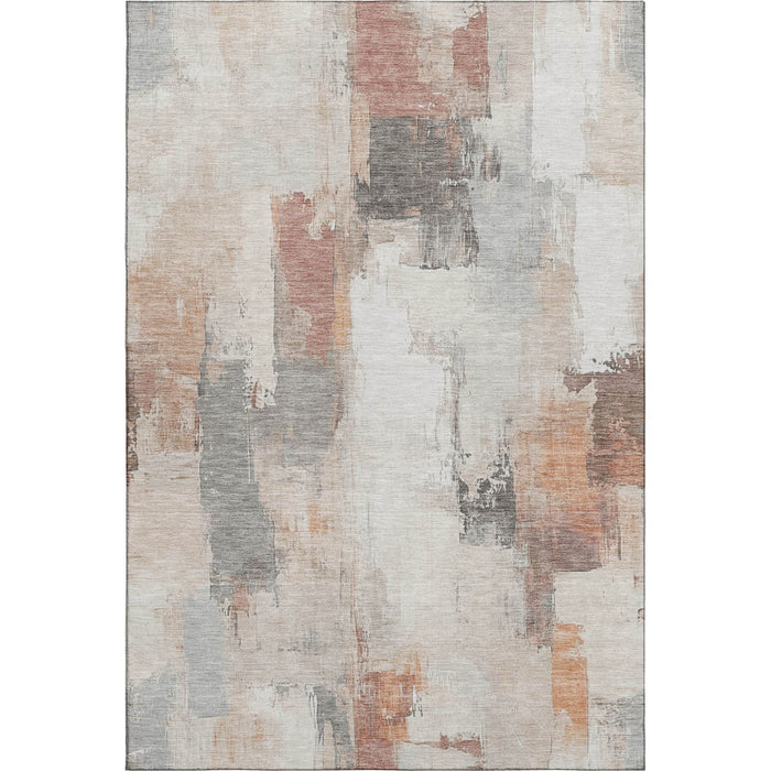 10' X 14' Abstract Washable Area Rug With UV Protection (709678) - Rust / Gray / Ivory
