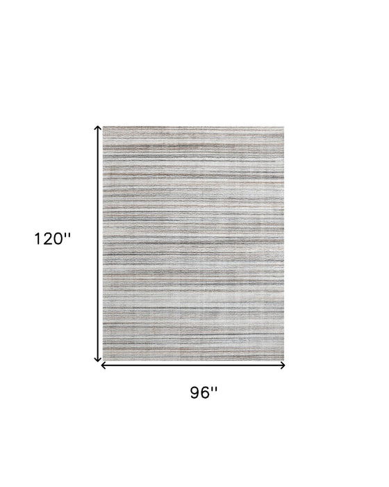 8' x 10' Wool Blend Abstract Lines Hand Loomed Area Rug - Beige And Gray