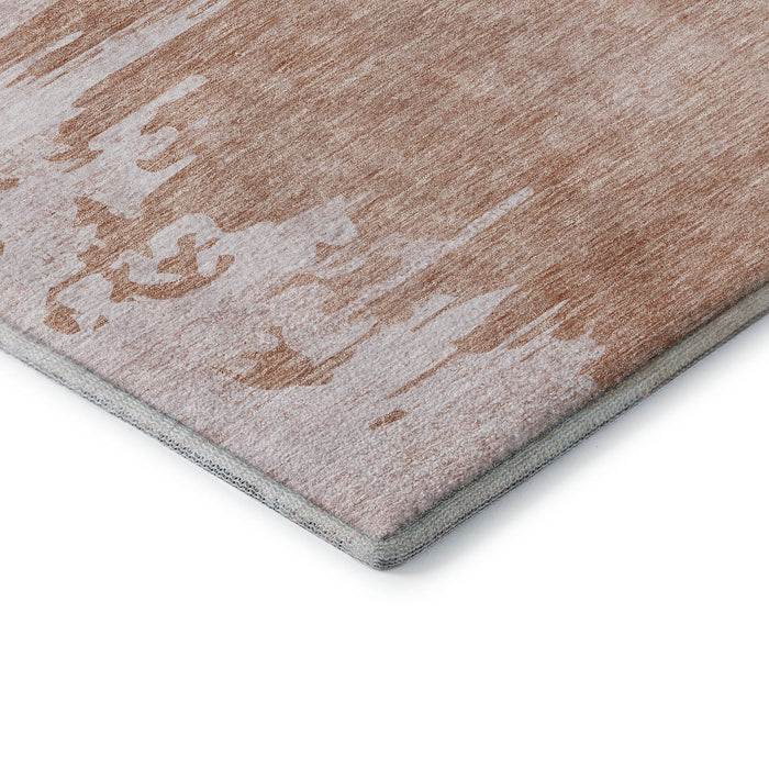 10' X 14' Abstract Washable Area Rug With UV Protection (657005) - Terra Cotta / Ivory