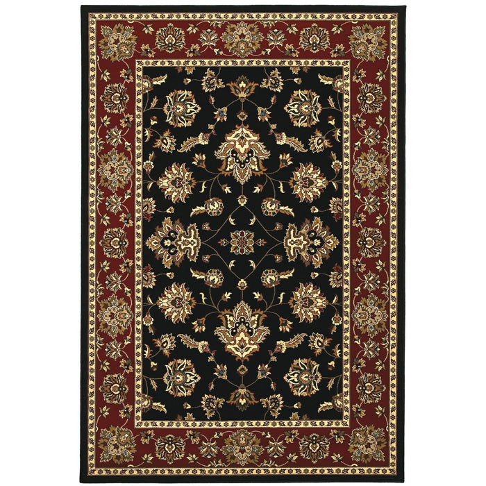 10' X 13' Floral Area Rug (574412) - Black / Red