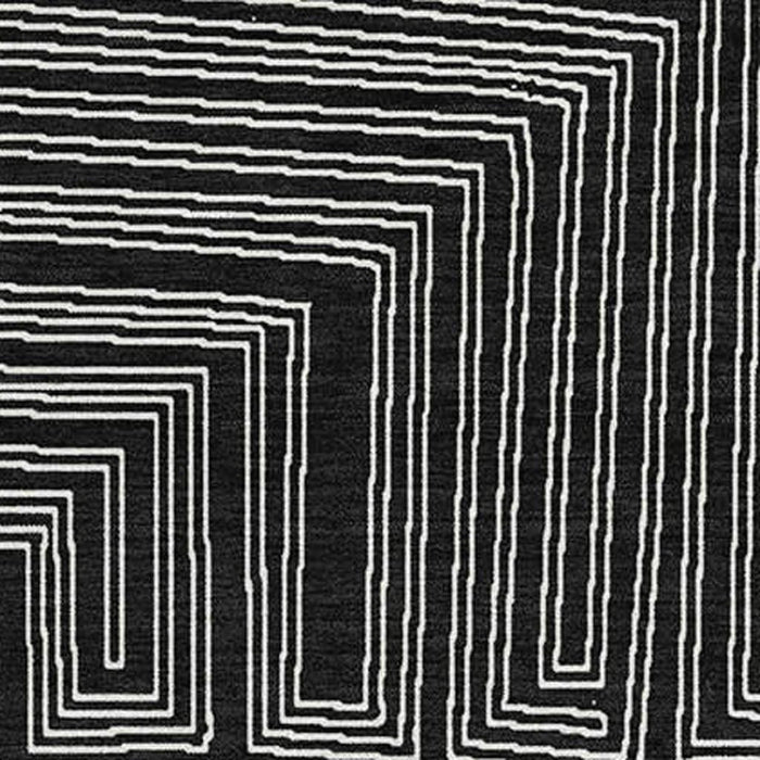 10' X 14' Geometric Washable Area Rug With UV Protection (681953) - Black / Ivory