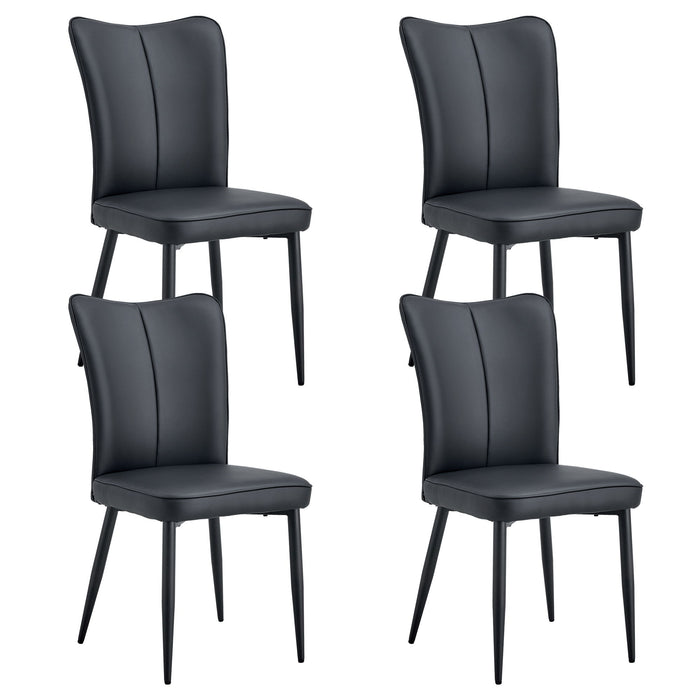 Set of four Giga modern black chair set with vertical backrest design for kitchen and living room seating.