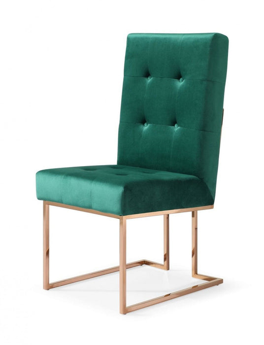 Tufted And Rose Upholstered Velvet Dining Side Chairs (Set of 2) - Green