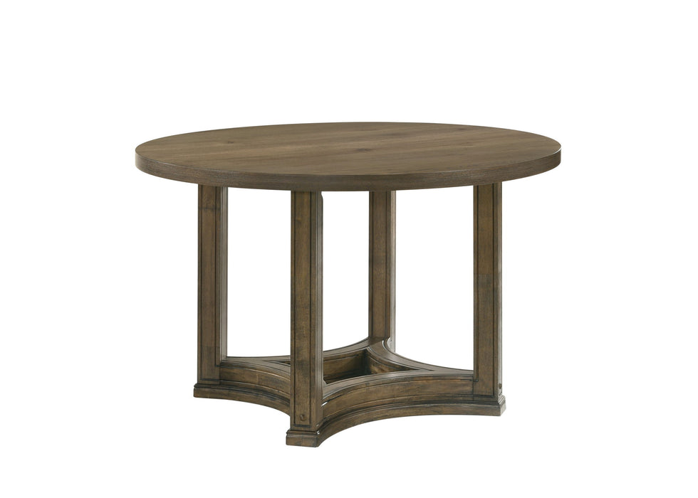 Solid Wood Frame Base Round Top Dining Table - Oak