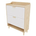 Giga shoe storage cabinet with two flip drawers, compact entryway organizer in natural wood and white finish.