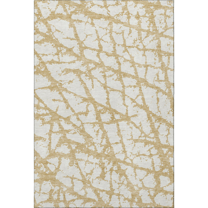 10' X 14' Abstract Washable Area Rug With UV Protection (676836) - Gold / Ivory