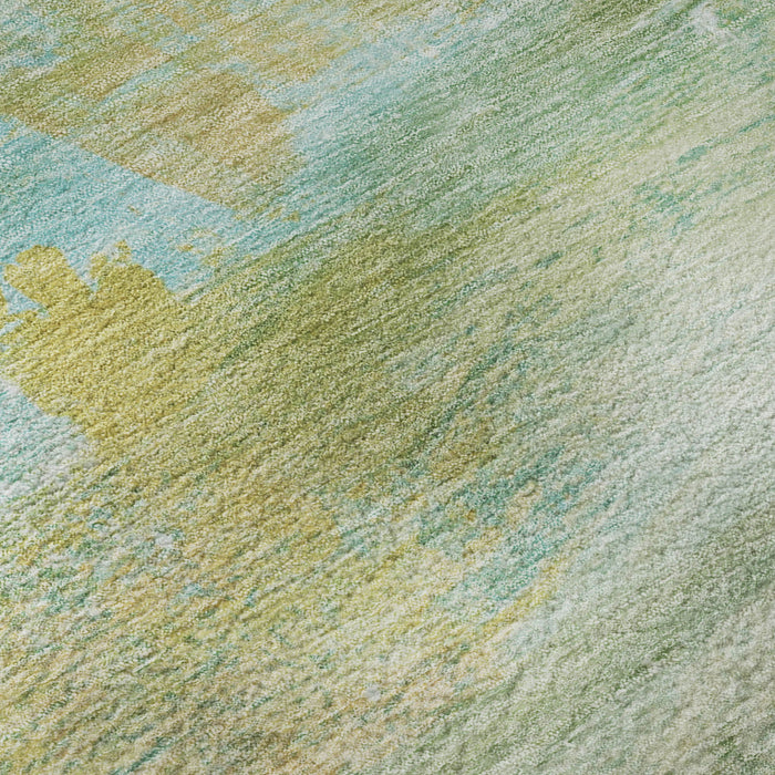 10' X 14' Abstract Washable Area Rug With UV Protection (715561) - Green / Teal